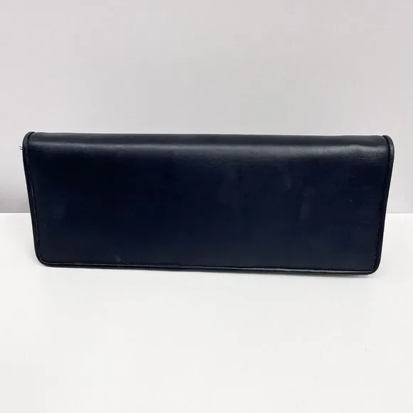 Vintage Salvatore Ferragamo Leather‎ Shoulder Bag or Clutch Navy Blue Rectangle - Picture 7 of 15